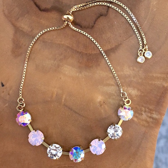 Aurora Borealis, Classic Crystal + Pink Opal Bracelet - Picture 14 of 15